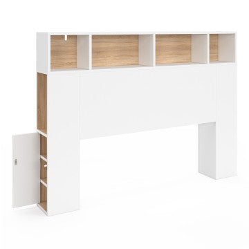 Tête de lit Léo bois et blanche avec rangements 145cm