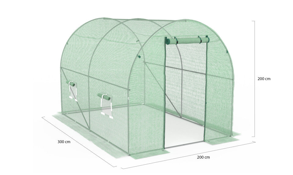 Serre tunnel de jardin 3x2m verte bâche renforcée 130 gr/m² - gamme maraîchère