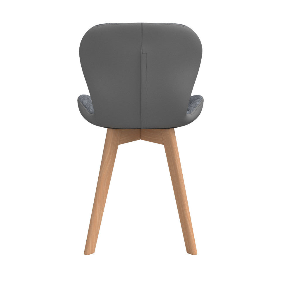 Chaises Gladys en tissu gris et pieds bois - lot de 4