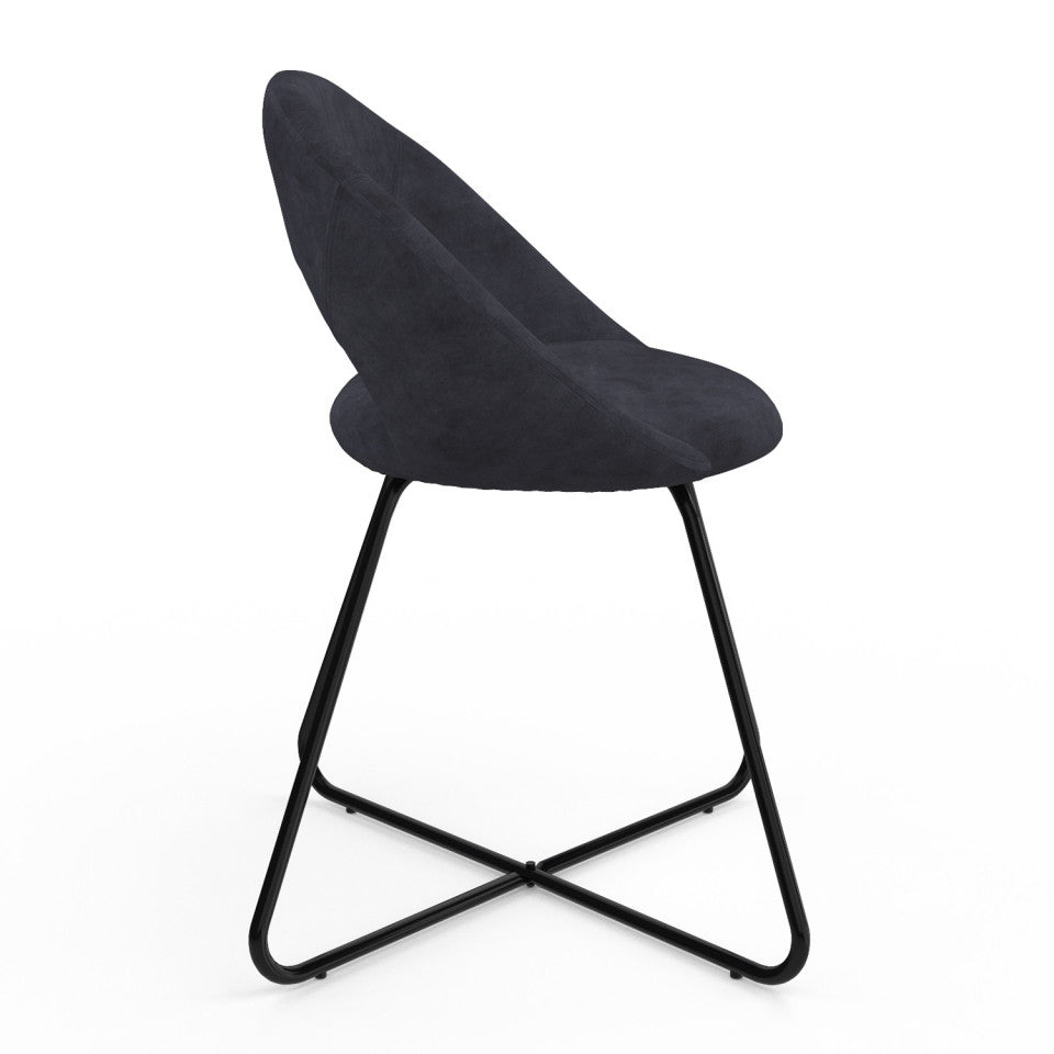 Chaises Malone en velours gris foncé et pieds noirs - lot de 2