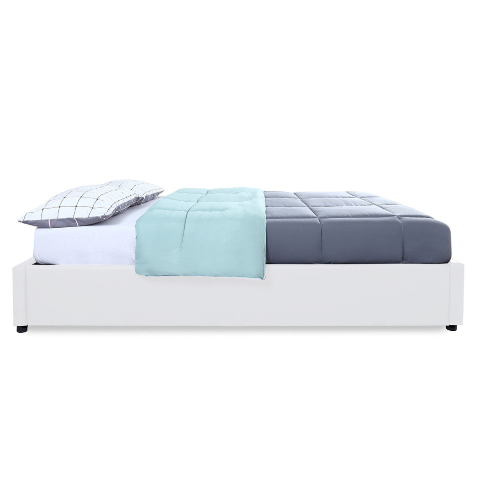Lit coffre Otto en similicuir blanc avec sommier 160x200cm