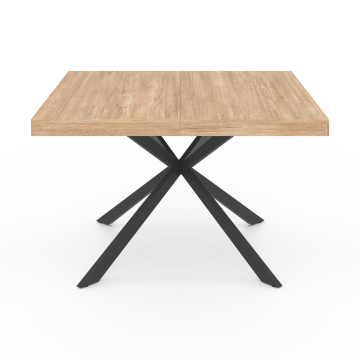 Table repas Soline 120cm plateau carré pieds croisés noirs