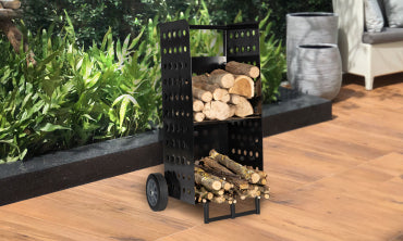 Porte bûches à roulettes noir - 140kg