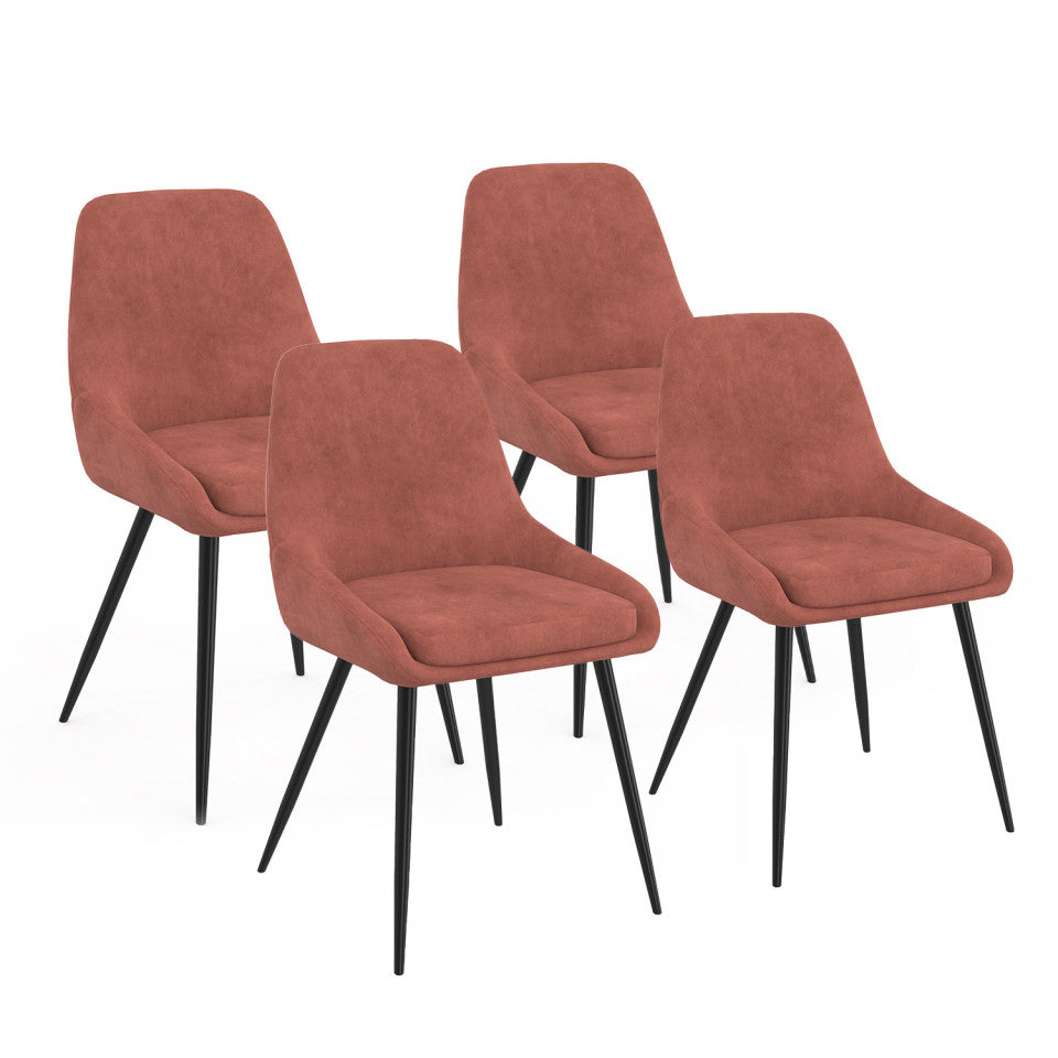 Chaises Olivia assise terracotta pieds métal - lot de 4