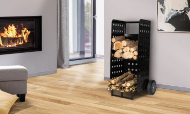 Porte bûches à roulettes noir - 140kg