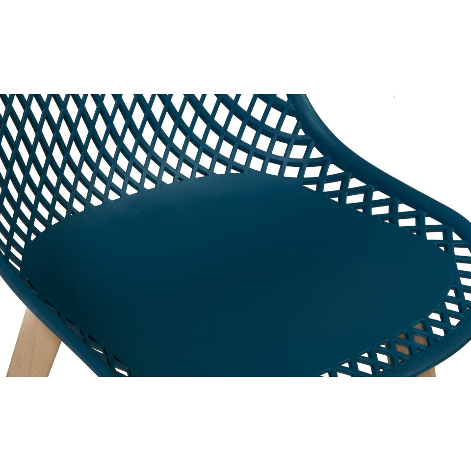 Chaises Maëlle assise ajourée mix de couleurs : 1x blanc, 1x gris foncé, 1x gris clair et 1x bleu canard - lot de 4