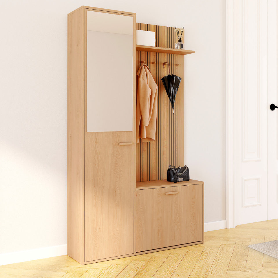Vestiaire d'entrée Faustine avec placard et miroir