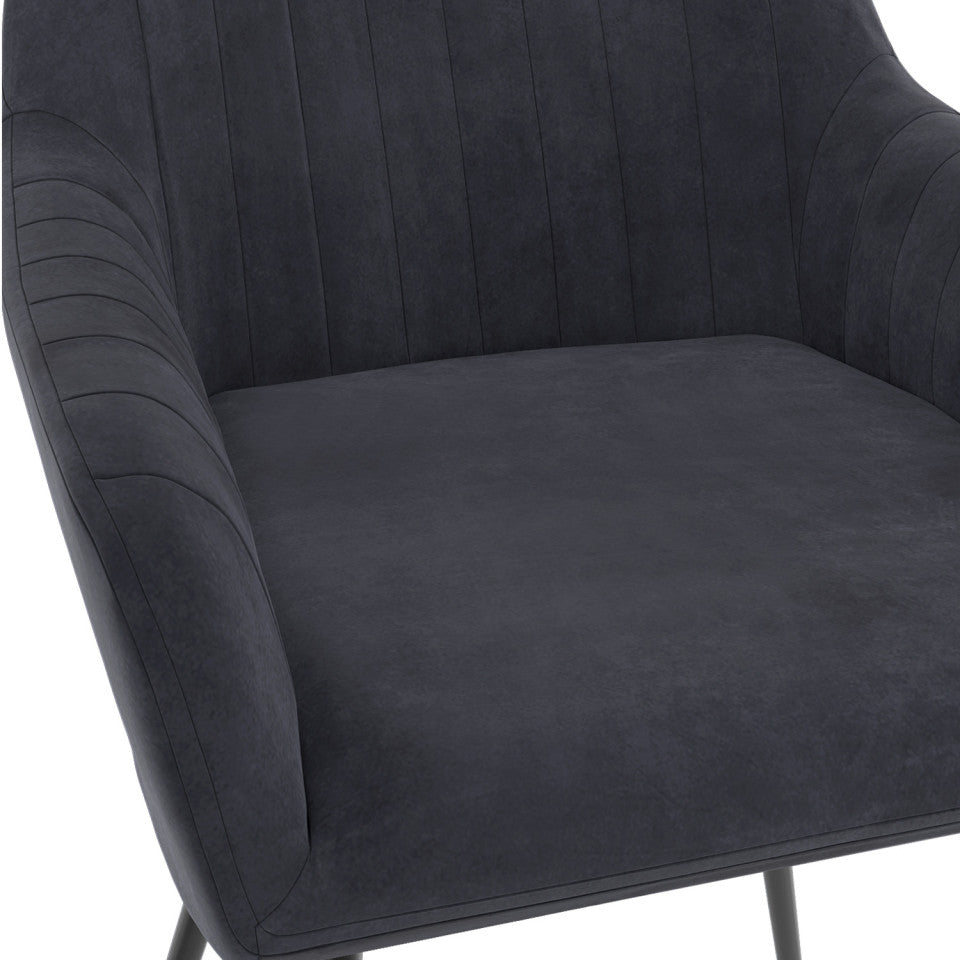 Chaises avec accoudoirs Ariana en velours gris foncé et pieds métal - lot de 2