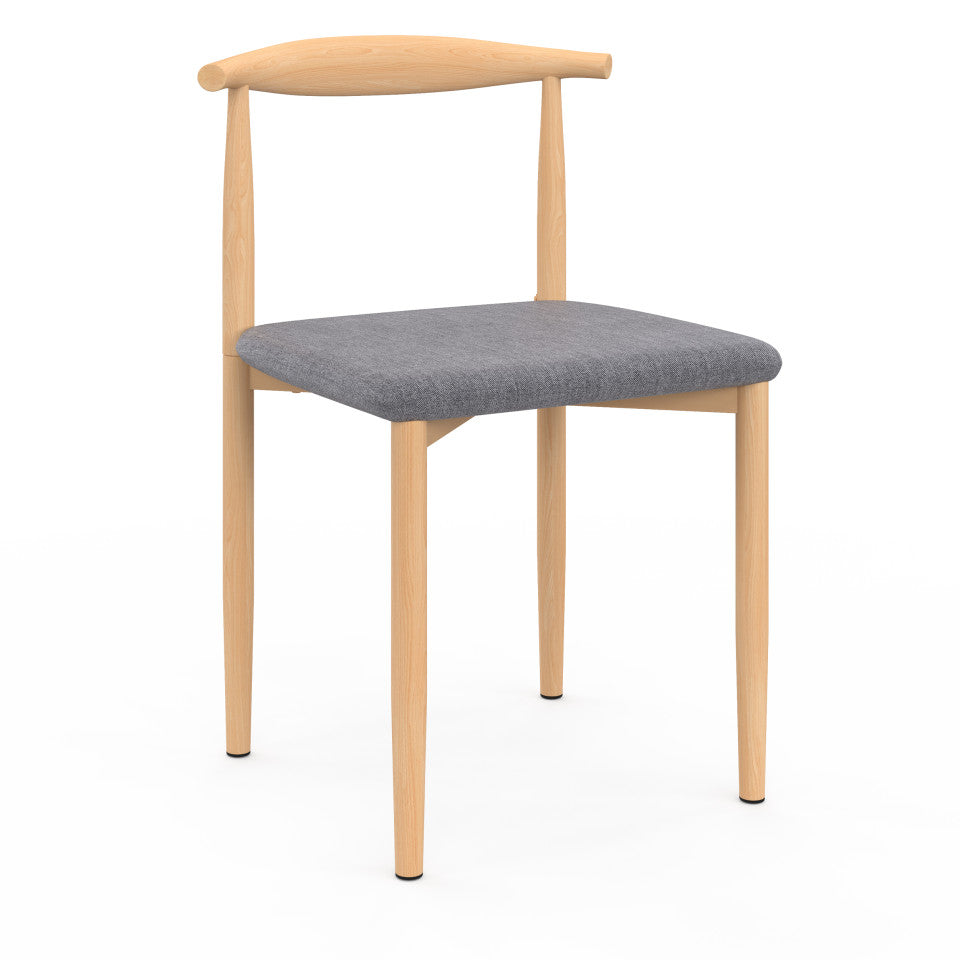 Chaises Adam assise grise et dossier effet bois - lot de 6