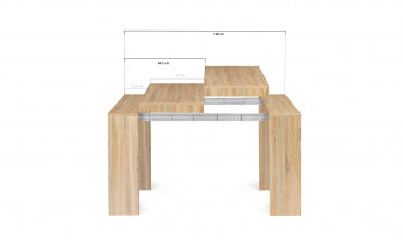 Table repas console extensible contemporaine avec rallonges intégrées Nora 140cm naturel