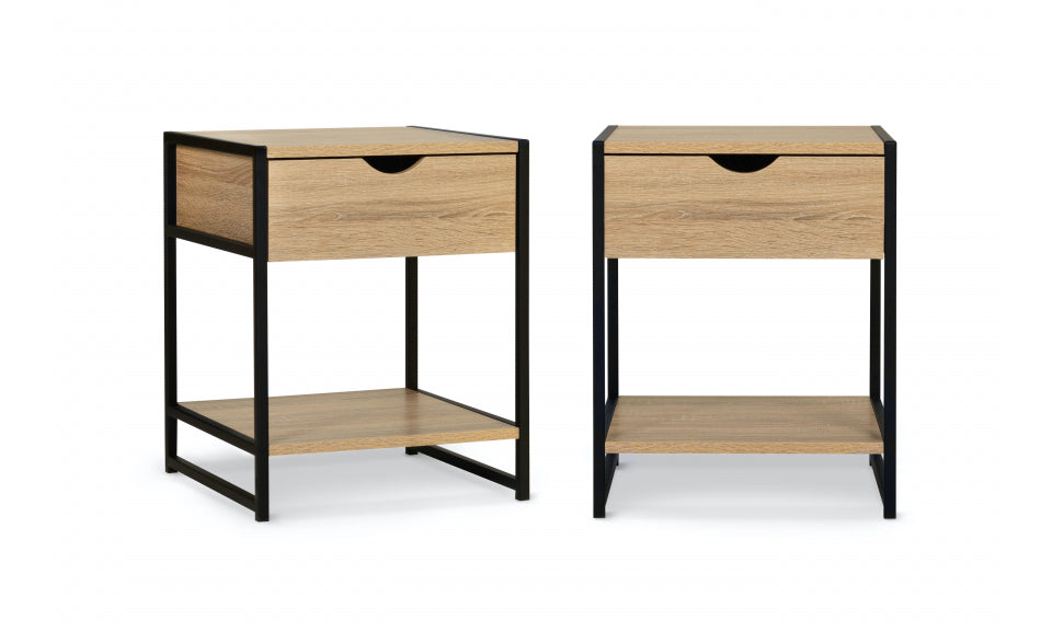 Tables de chevet Memphis sur pieds 1 tiroir - lot de 2