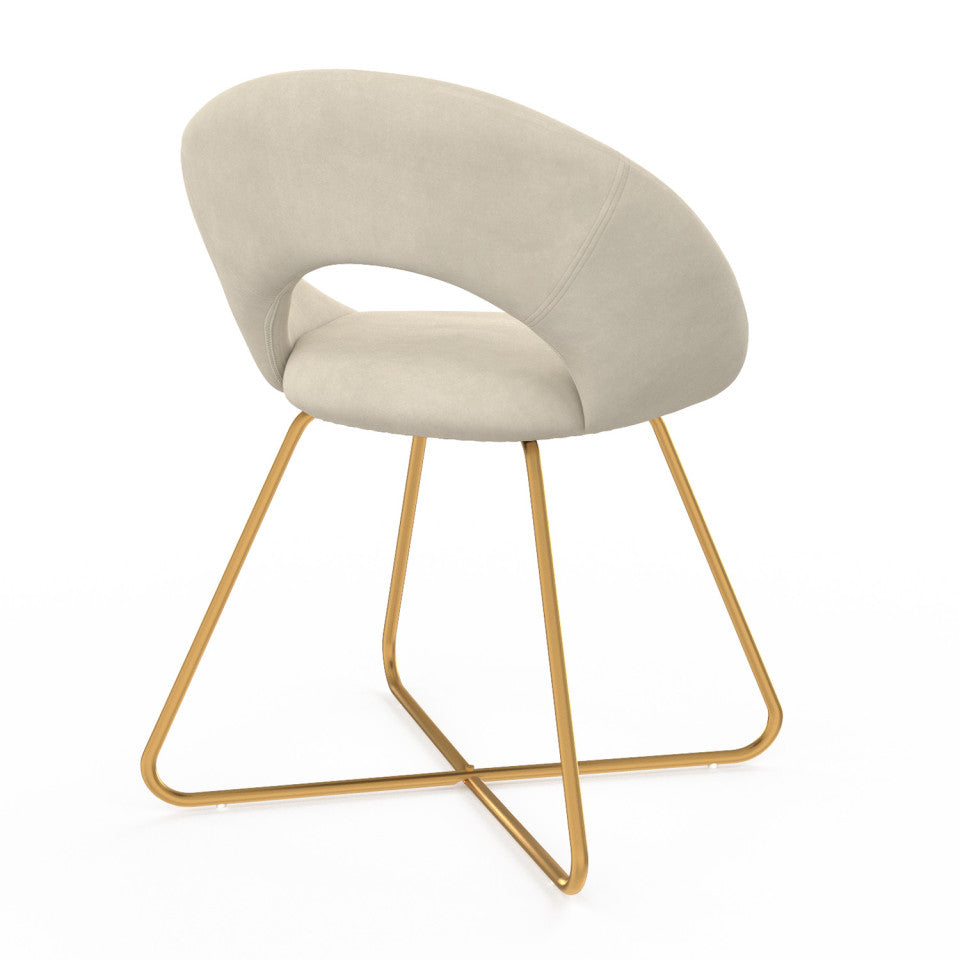 Chaises Malone en velours crème et pieds dorés - lot de 2