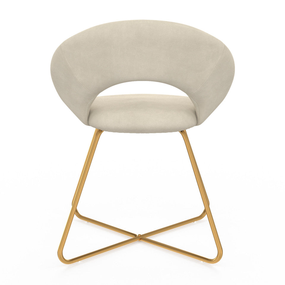 Chaises Malone en velours crème et pieds dorés - lot de 2