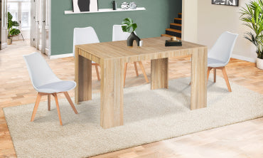 Table repas console extensible contemporaine avec rallonges intégrées Nora 140cm naturel