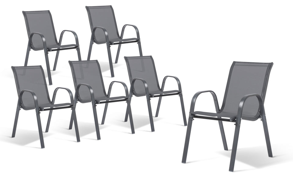 Chaises de jardin empilables en textilène gris anthracite - lot de 4