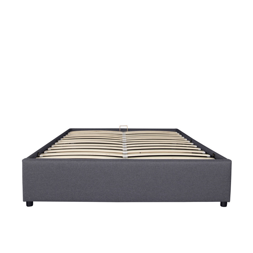 Lit coffre Otto en tissu gris avec sommier 140x190cm