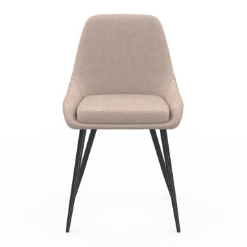 Chaises Ornella en tissu taupe et pieds métal noirs - lot de 6