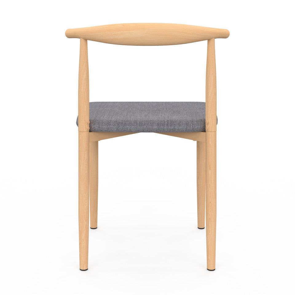 Chaises Adam assise grise et dossier effet bois - lot de 6