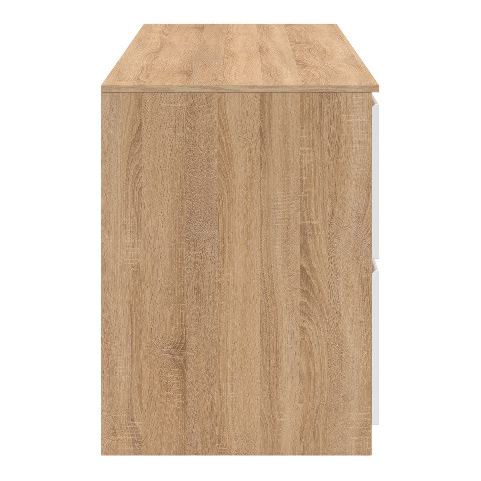 Meuble sous vasque suspendu Tom 4 tiroirs blanc et effet hêtre L120cm