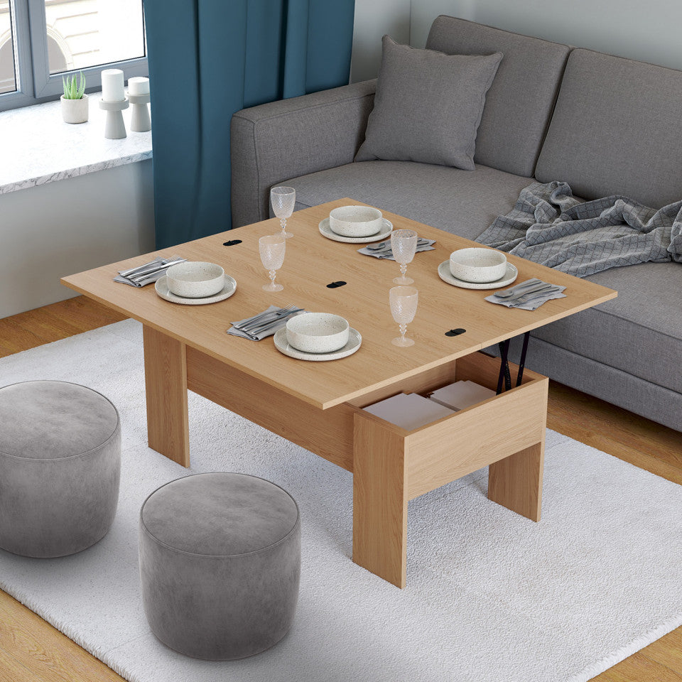 Table basse Albane avec plateau relevable et dépliant