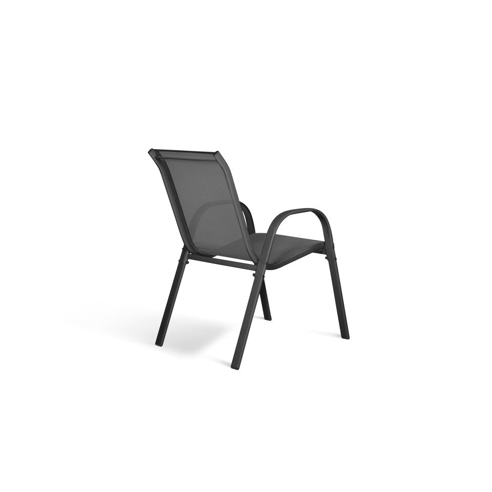 Ensemble de jardin Minorca 6 places en textiléne et verre trempé 6 places gris anthracite