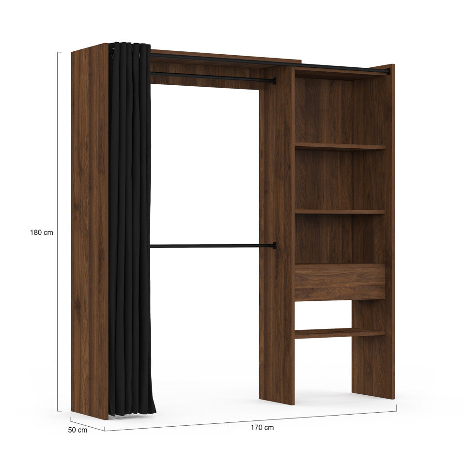 Dressing Aline extensible 120-170cm effet noyer