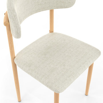 Chaises Callisto en tissu beige et pieds métal - lot de 6