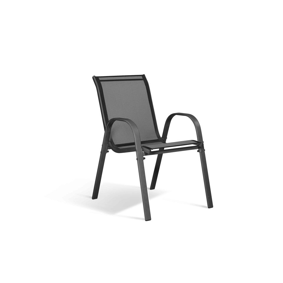 Ensemble de jardin Minorca 6 places en textiléne et verre trempé 6 places gris anthracite