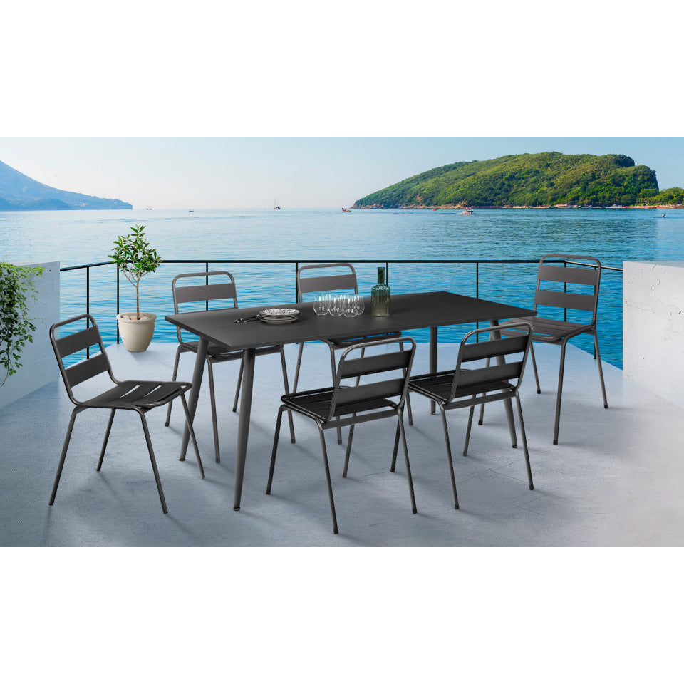 Chaises de jardin empilables en acier grises - lot de 6