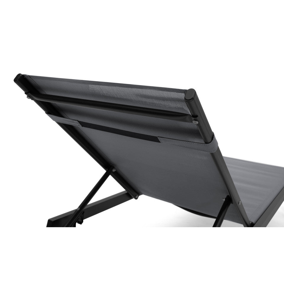 Transats inclinables Faro 5 positions en aluminium gris anthracite - lot de 2