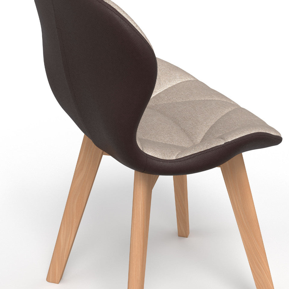 Chaises Gladys en tissu taupe et pieds bois - lot de 4