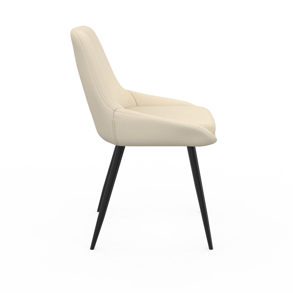 Chaises Ornella assise tissu beige et pieds métal noirs - lot de 6