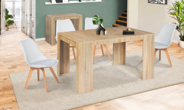 Table repas console extensible contemporaine avec rallonges intégrées Nora 140cm naturel