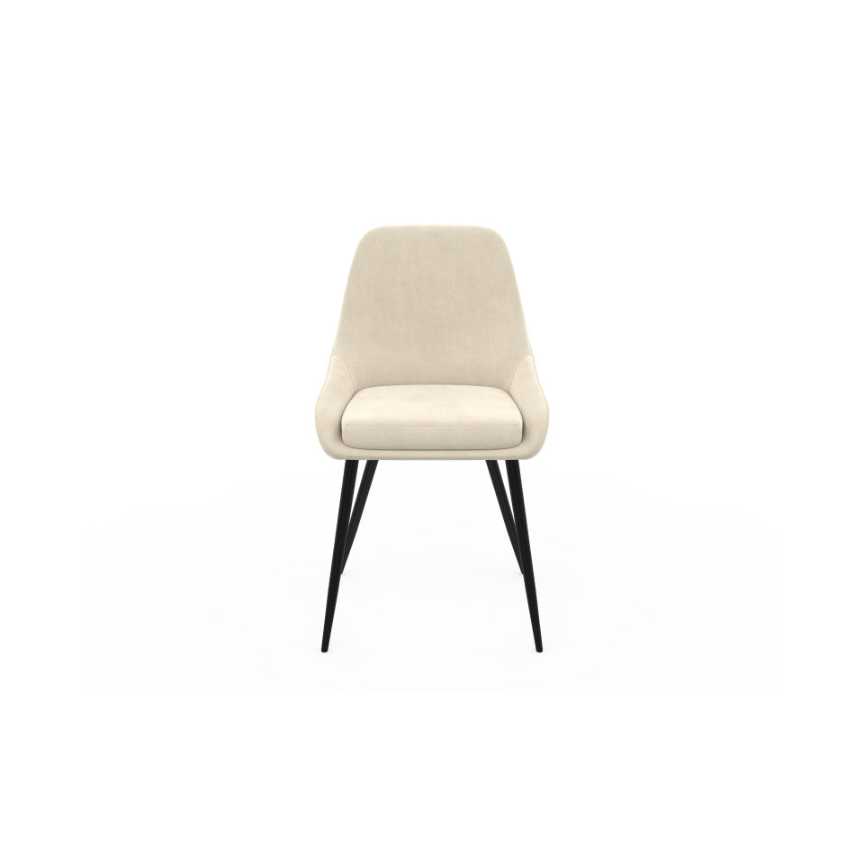 Chaises Olivia assise crème pieds métal - lot de 2