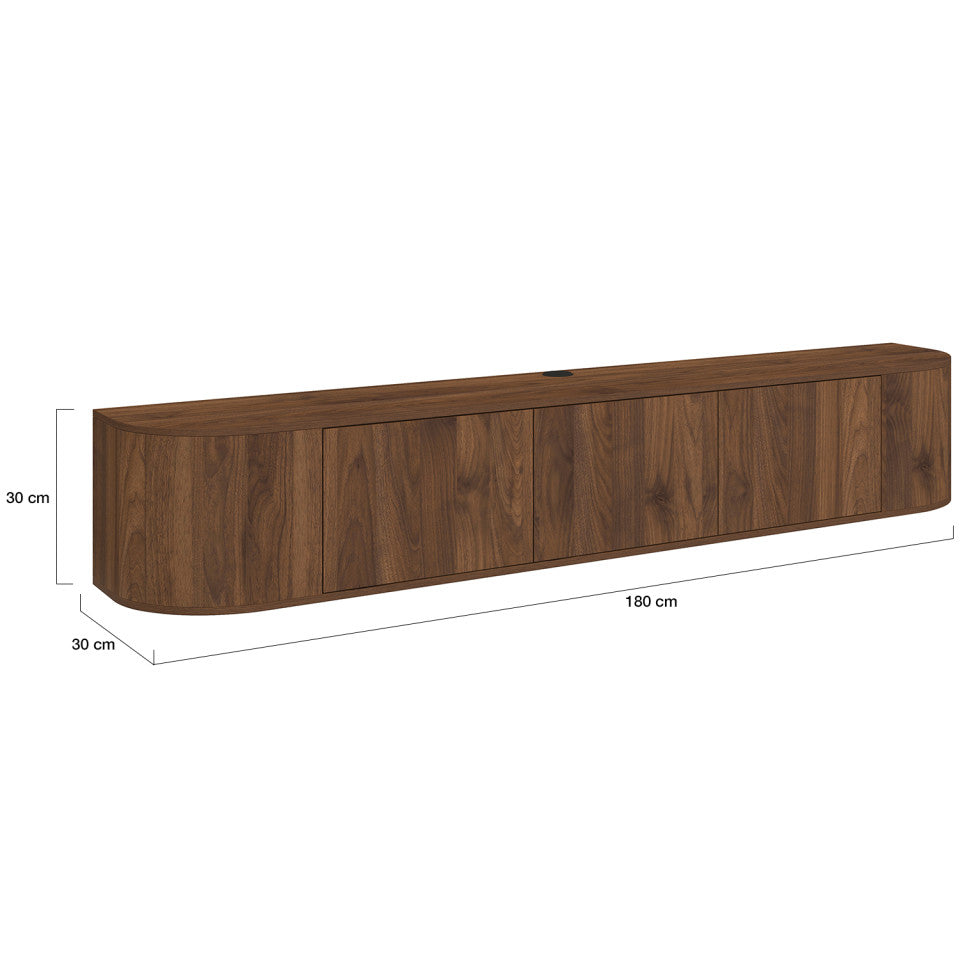 Meuble TV suspendu Elora effet noyer 180cm