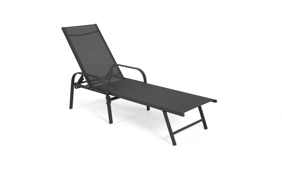 Transats textilène Gris - Lot de 2