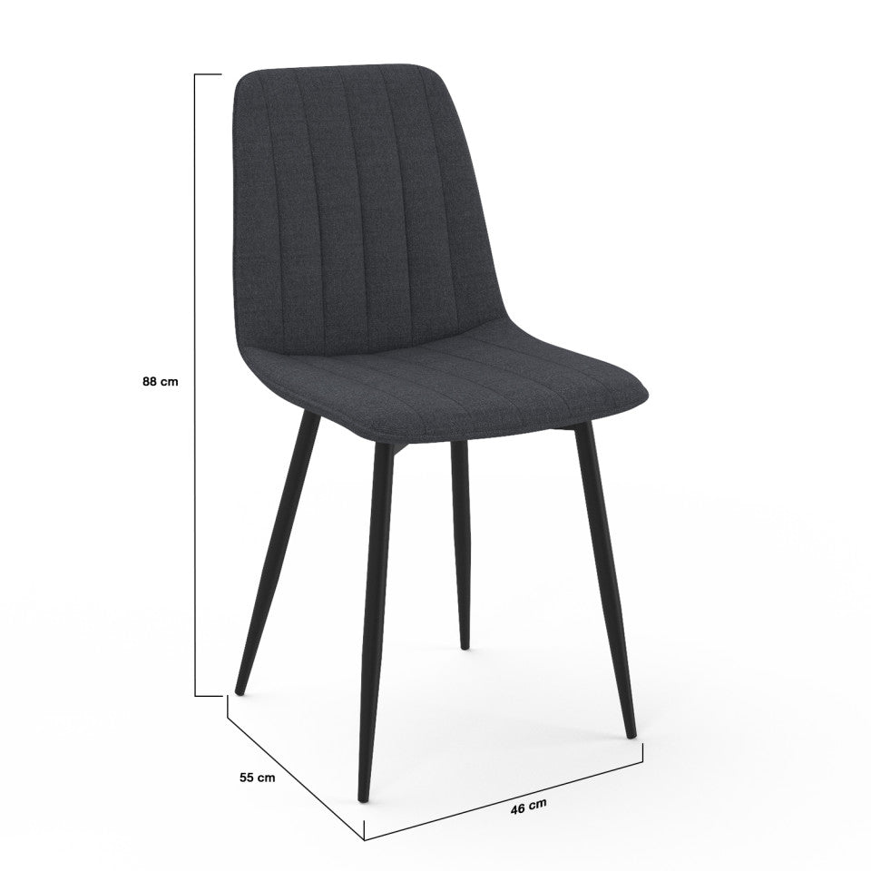 Chaises Fiona en velours gris foncé - lot de 6