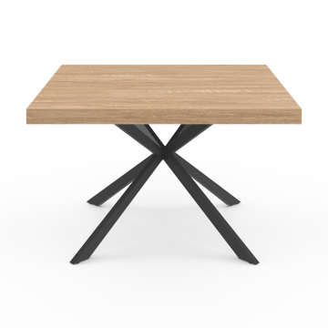 Table repas Soline 120cm plateau carré pieds croisés noirs
