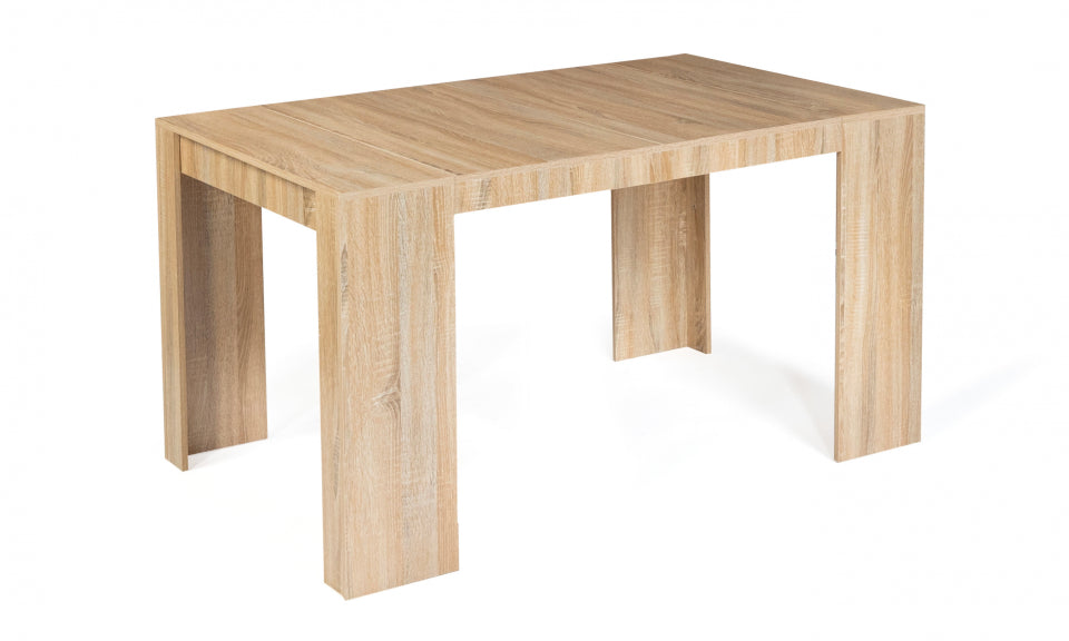 Table repas console extensible contemporaine avec rallonges intégrées Nora 140cm naturel