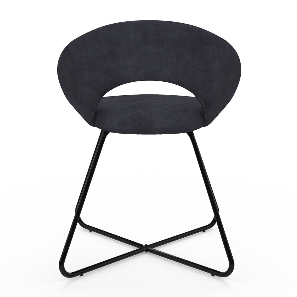 Chaises Malone en velours gris foncé et pieds noirs - lot de 2