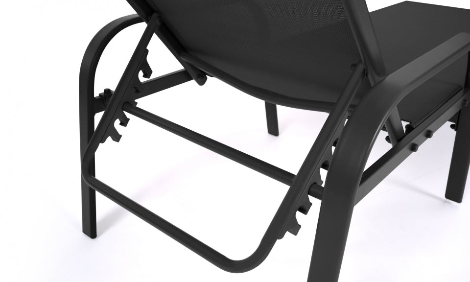 Transats textilène Gris - Lot de 2