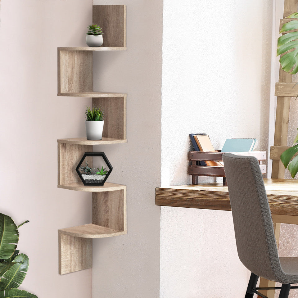 Etagère murale d'angle avec niches Hêtre 120cm