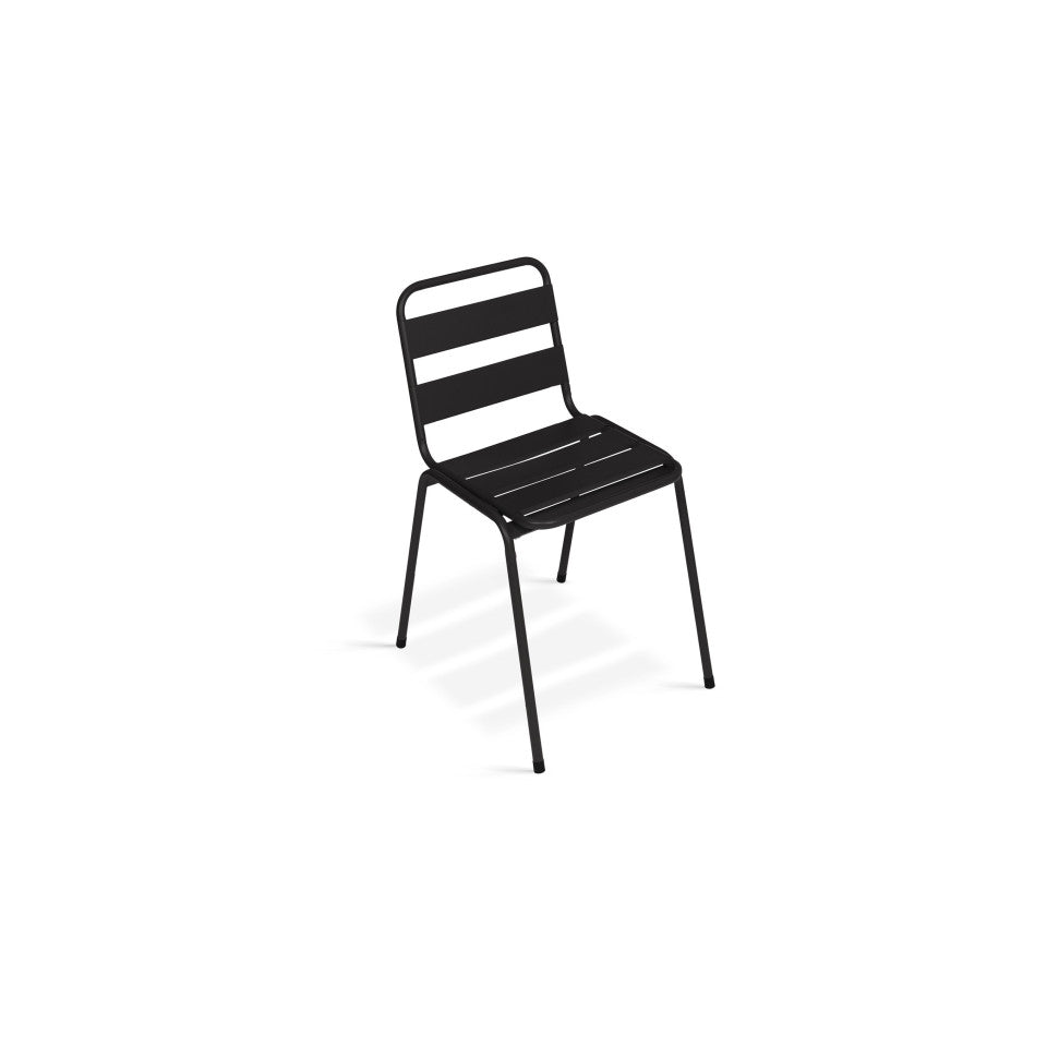 Chaises de jardin en acier empilables noires - lot de 6