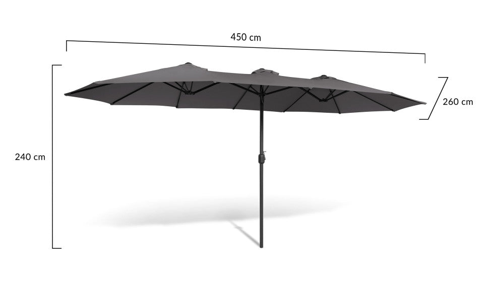 Parasol double 450x260cm gris