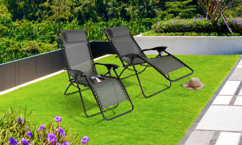 Fauteuils de jardin Relax gris anthracite - Lot de 2