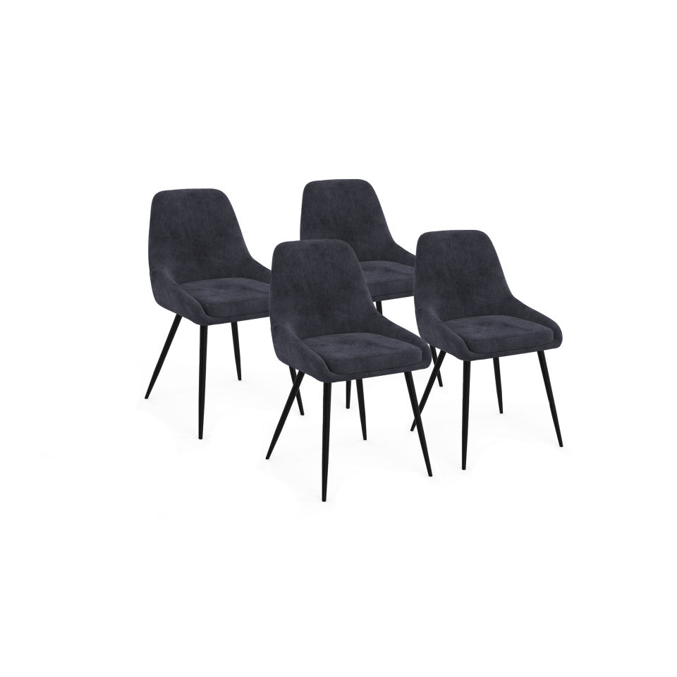 Chaises Olivia assise gris foncé pieds métal - lot de 4