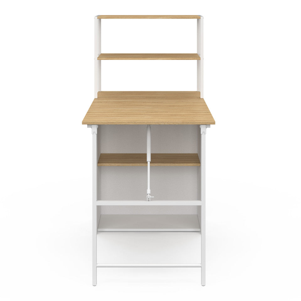 Bureau bibliothèque 2 en 1 pliable Raya blanc et bois