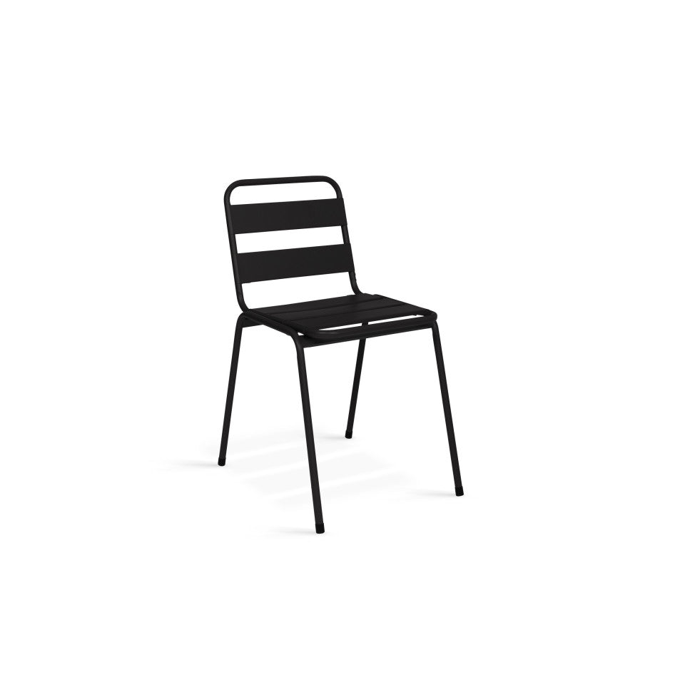 Chaises de jardin en acier empilables noires - lot de 6