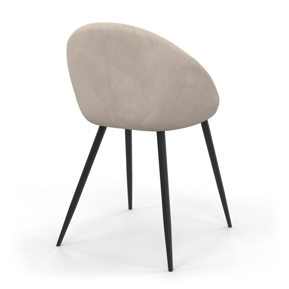 Chaises Dory en velours taupe et pieds métal noirs - lot de 4
