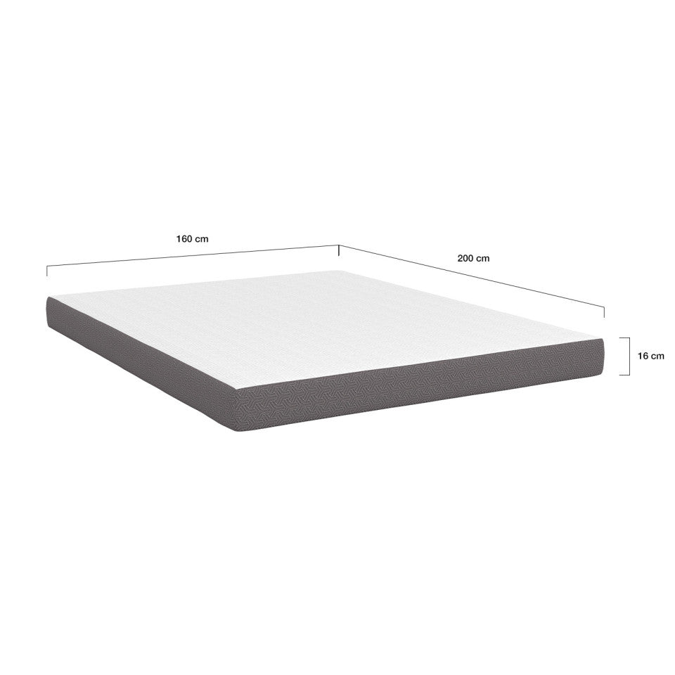 Matelas mémoire de forme épaisseur 16cm blanc et gris 160x200cm